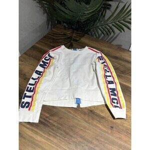 Stella McCartney Kids White Logo Sweatshirt Zip Back Size 8 Flawed